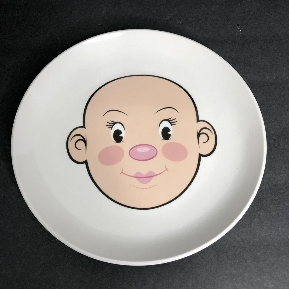 Fred Plays With His Food Plate Face Plate Girl Ceramic 8.5